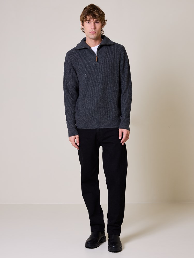 Rob zip neck sweater Rob zip neck sweather grå 3_Rob zip neck sweater R95.jpg_