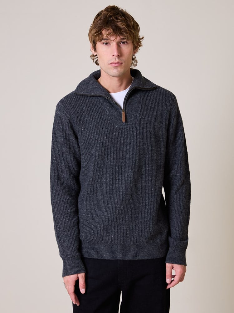 Rob zip neck sweater Rob zip neck sweather grå 7_Rob zip neck sweater R95.jpg_